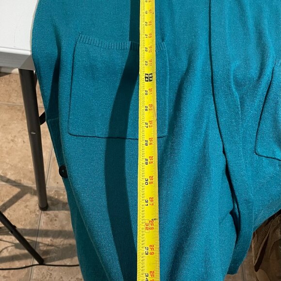 J. Jill Womens Teal Cardigan Sweater M Polyester Wool Blend With Pockets - Picture 16 of 16